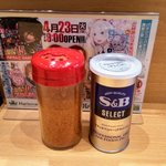 Matsunoya - 机上の調味料には「山椒、ラー油」はありません。