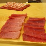 あま木 - 車海老、中トロ、赤味。　　　　　　2019.04.06