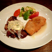 洋食 ヨコオ - 日替わりランチ（ポークラグーと魚フライ）です。