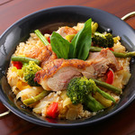 Roasted chicken and grilled vegetable paella (2 servings)