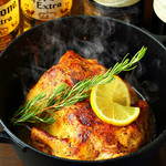 Whole roasted chicken cooked in iron pot oven (serves 3-4)