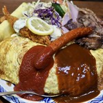 松の家 - オムライス 普通盛り  上から