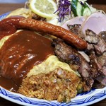 松の家 - オムライス 普通盛り  横から