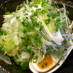 Mendokoro Hasumi - 醤油つけ麺にネギトッピング。