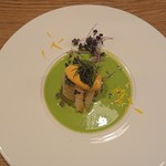 レ・カネキヨ - Poisson ～魚料理～ 「金目鯛」のポアレ スープ・ド・ポアソン仕立て しじみ醤油のエミュルシオンと青野菜添え