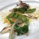 フィオレンティーナ - ヤリイカのグリルと春野菜 サルデーニャ島のカラスミ