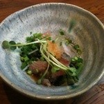 ゑび車 - お通し（白身のぶつ、ポン酢）