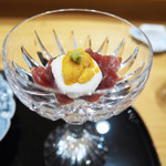 小松 弥助 - 赤身漬けと山芋と雲丹の一品