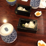 Shinsen An - 蕎麦つゆ、やくみ、漬け物