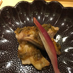 割烹 一楓 - ・焼物：地鶏、蕗味噌 蕗味噌がいいアクセント。ふっくら、しっとりとした地鶏です。
