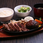 kyuushuudainingusakuramichi - ランチ　ビーフステーキとハンバーグのセット。組み合わせても選べます。