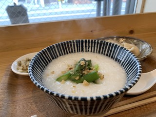 奥泉 - アスパラガスと胡桃のおかゆ（小サイズ）+ 水餃子セット