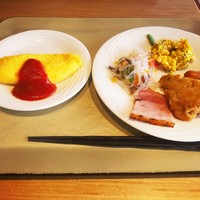 スカイグリルブッフェ武藏 - 朝食バイキング“オムレツ・ベーコン・ガーリックチキン・ウインナー・カボチャサラダ・春雨サラダ”