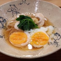 馳走 山傳 - お凌ぎ（温泉卵、鯛）