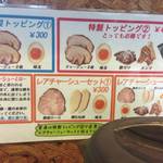 麺屋 頂 中川會 - トッピングのメニュー