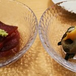 築地寿司清 - マグロの漬けと小サザエの柔らか煮