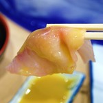 唐船峡 そうめん流し - 鯉のあらい  酢味噌をつけていただきます