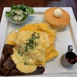 星乃珈琲店 - (2019年5月)  ビーフととろ〜りチーズのオムライス&パンケーキプレート