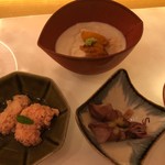 みや古 - ホタルイカ　湯葉のウニのせ　真鯛の卵