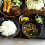 洋風料理 松家 - ハンバーグ イカフライ うどんセット￥1100