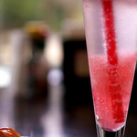 大正浪漫喫茶室 - さくらふぶきスカッシュ。プルプルさくら色のゼリーが綺麗。