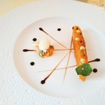 シェ松尾・松濤レストラン - 富士サーモンのマリネ　パリ風　マセドワンヌレギュームとトマトのジュレ