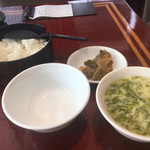 回鍋肉のご飯、スープ