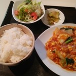 Saika - 日替ランチ（野菜入りエビチリ）ご飯大盛り