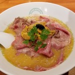 麺屋 六感堂 - 冷製うにくＳＯＢＡ＋黒毛和牛リブロース炙り増し