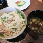 寛幸 - 三河地鶏、筍炊き込みご飯　花山椒