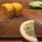 天寿し - 〆の玉子と指拭きのレモン