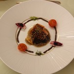 中禅寺金谷ホテル - 日光産ヤシオマス　栃木県産キノコのピュレとトリュフヴィネグレットキャビア添え