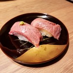 Niigata No Toki - 村上牛と佐渡牛の炙り握り　702円