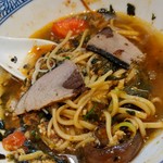 らーめん森や。 - アカモクの辛い混ぜそば-潮鰹投入