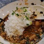 らーめん森や。 - アカモクの辛い混ぜそば-〆のライスダイブ