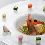 Restaurant Chef2 - スペシャリテ　有機人参のムースコンソメジュレ魚介のマリネ