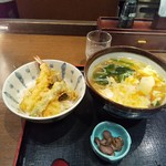 Sabou Himawari - 季節野菜のあんかけうどん＋天丼