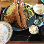 とんかつ 美味小家 - ミックス定食 B 海老&ロース(1,850円)