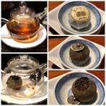 星期菜 白金 - ◆小青柑・・未成熟の青い頃のみかんを収穫し、果実を取り出し普洱茶を詰めたもの。 一時期「普洱茶」に凝ったのですが、これは初めて頂きます。 お湯を注ぐ前は「ミカン」と「普洱茶」の香りは同じような比率ですが、お湯を注ぐと普洱茶らしい味わい。