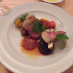 ダノイ高輪 - 国産豚肩ロースのロースト トマトとバジリコのソースでございます（2011.12）