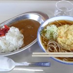 そば処 エフワン - 天ぷらそば+半カレーライス