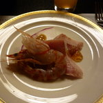 孫幸 - 氷見の寒ブリと海老のたたき