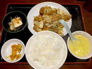 帝里加 - スタミナ焼肉定食（￥700）。定食人気ナンバーワン、甘辛い味付けの豚野菜炒め