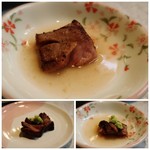 生ホルモン処 おさむちゃん。 - タンステーキは遠かったので出来上がりのみ。
      梅ソース、山葵、山葵+梅ソース✨