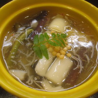 和食 おの寺 - 丸茄子、わらび、ホワイトアスパラ、蟹あんかけ