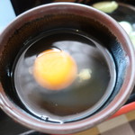 三門そば店 - 生卵トッピング 2019.5月