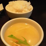 くるみ屋dining - セットのスープと大盛りライス