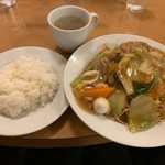 南海飯店 - かたい焼ソバ＋ライス