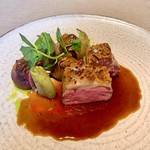 Restaurant Bootshaus - ⑧オーガニックラム肉、プンタレッラ(チコリの一種)、ワイルドマッシュルーム(椎茸)