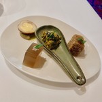 Restaurant Obauer - ②鶉の卵ヴィネガーソース・軟骨入りポーク・チキンマスタード